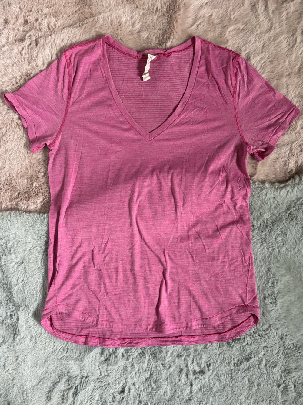 Lululemon pink striped short sleeve active top